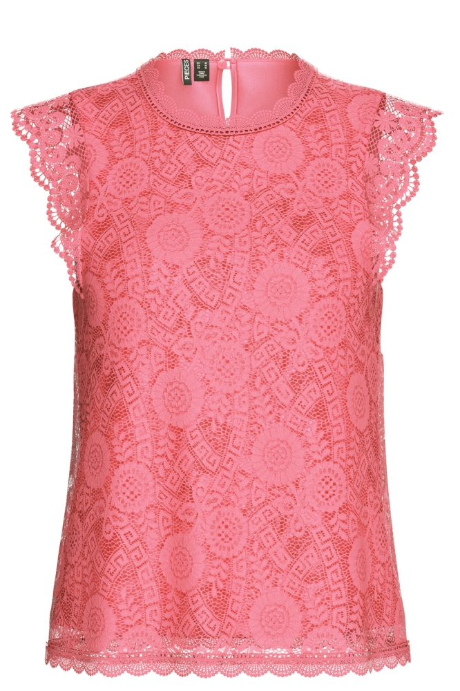 PCOLLINE SL LACE TOP WVN NOOS 17120454 PINK LEMONADE